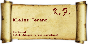 Kleisz Ferenc névjegykártya